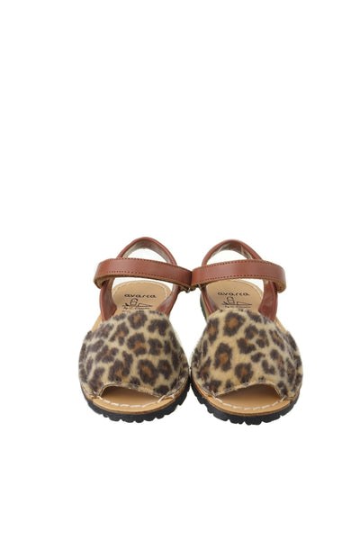 Avarca Spanish Sandals - Girls Leopard Leather