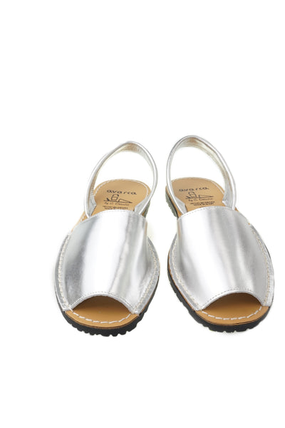 Avarca Spanish Sandals - Ladies Metallic Silver Leather