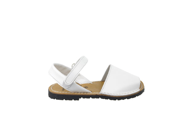 Avarca Spanish Sandals - Girls White Leather
