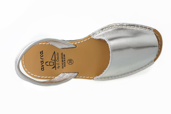 Avarca Spanish Sandals - Ladies Metallic Silver Leather