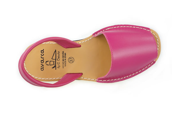 Avarca Spanish Sandals - Ladies Fuchsia Pink Leather