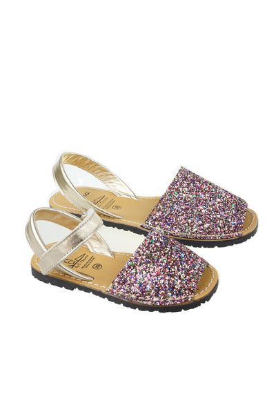 Avarca Spanish Sandals - Ladies Rainbow Sparkle Leather