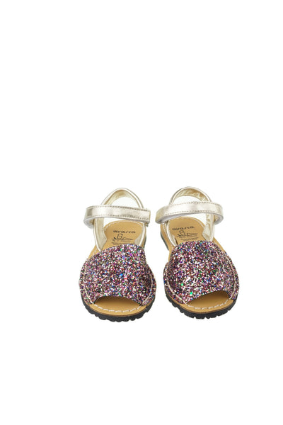 Avarca Spanish Sandals - Girls Rainbow Sparkle Leather